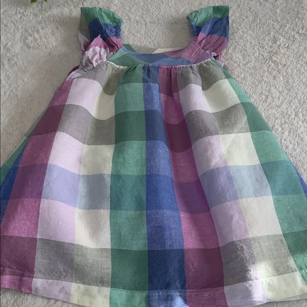 GAP Square Check Sundress 3 EUC Blue Green Purple